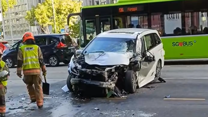 Five Hospitalised After Multi-Vehicle Crash Near Kovan MRT Station